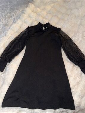 Black Puff-Sleeve A-Line Kids Dress